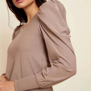 Nation LTD Taupe Puff Sleeve Blouse